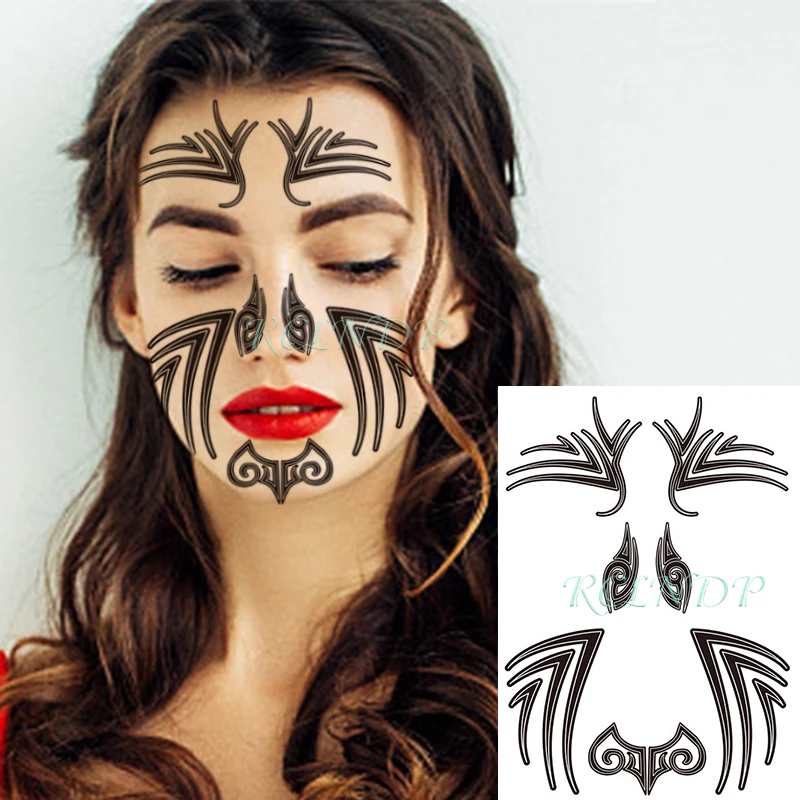 Waterproof Temporary Tattoo Sticker New Zealand Tribal Totem Maori Face Art  Flash Tatto Fake Tatoo For Women Men - Temporary Tattoos - Aliexpress
