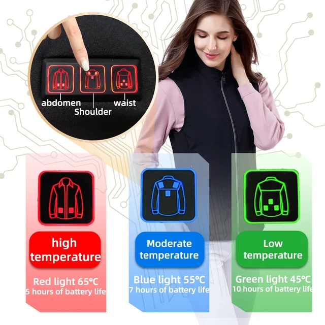 Luxury Women Heating Vest Jacket Winter Heated Vest USB Infrared Electric Heating men Clothing Flexible Thermal Warm mens Jacket 3