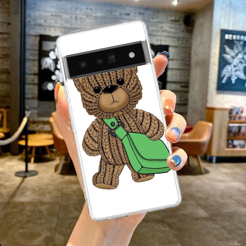 Whimsical Teddy Bear Shockproof Transparent Phone Case Cover