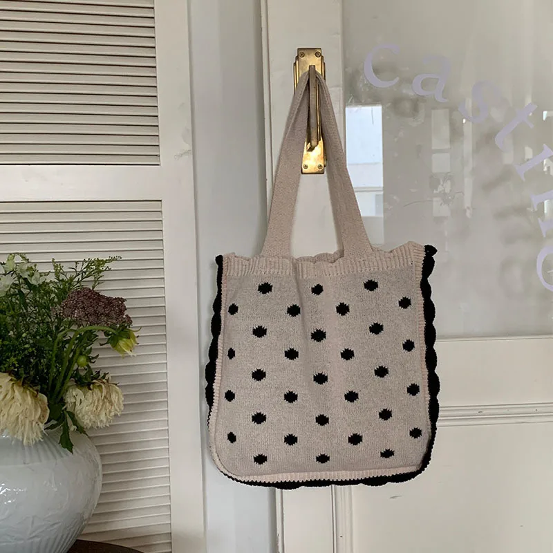 2023 New Tote Knitted Bag Shoulder Bag Sweet Pink Fashion Simple Large Capacity Shopping Bag for Women Stylish Casual All-match