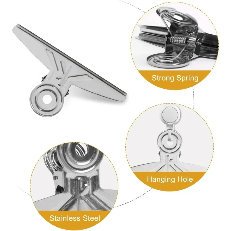 1/3/5Pcs Stainless Steel Multi-functional Metal Clamp Paper Clips Strong Binder School Office Household Stationery Supplies