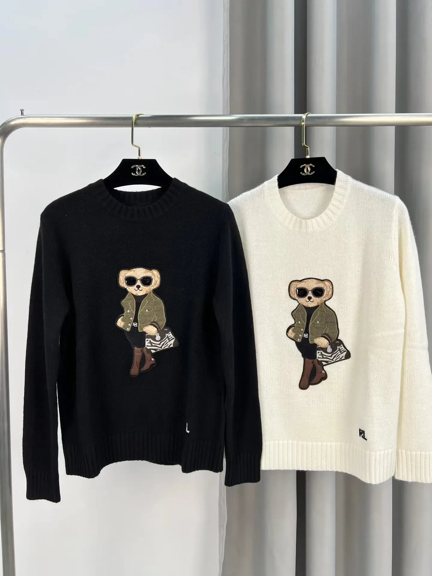 

RL New Round Neck Pullover Fashion Bear Pattern Temperament Commuter Long Sleeve Knit Sweater Dropshipping