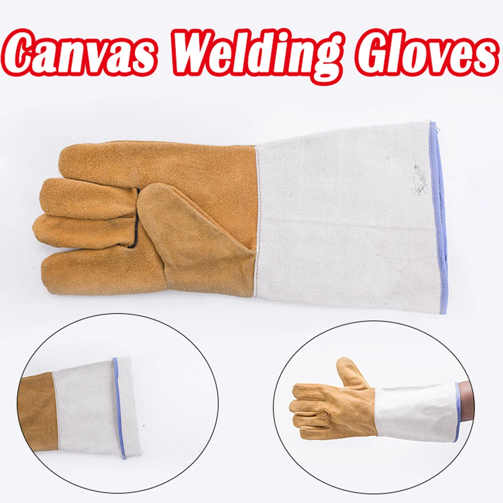 

1 Pair Durable Canvas Welding Gloves Double-layer Fireproof Welding Gloves Welder Working Safety Protection Accessories