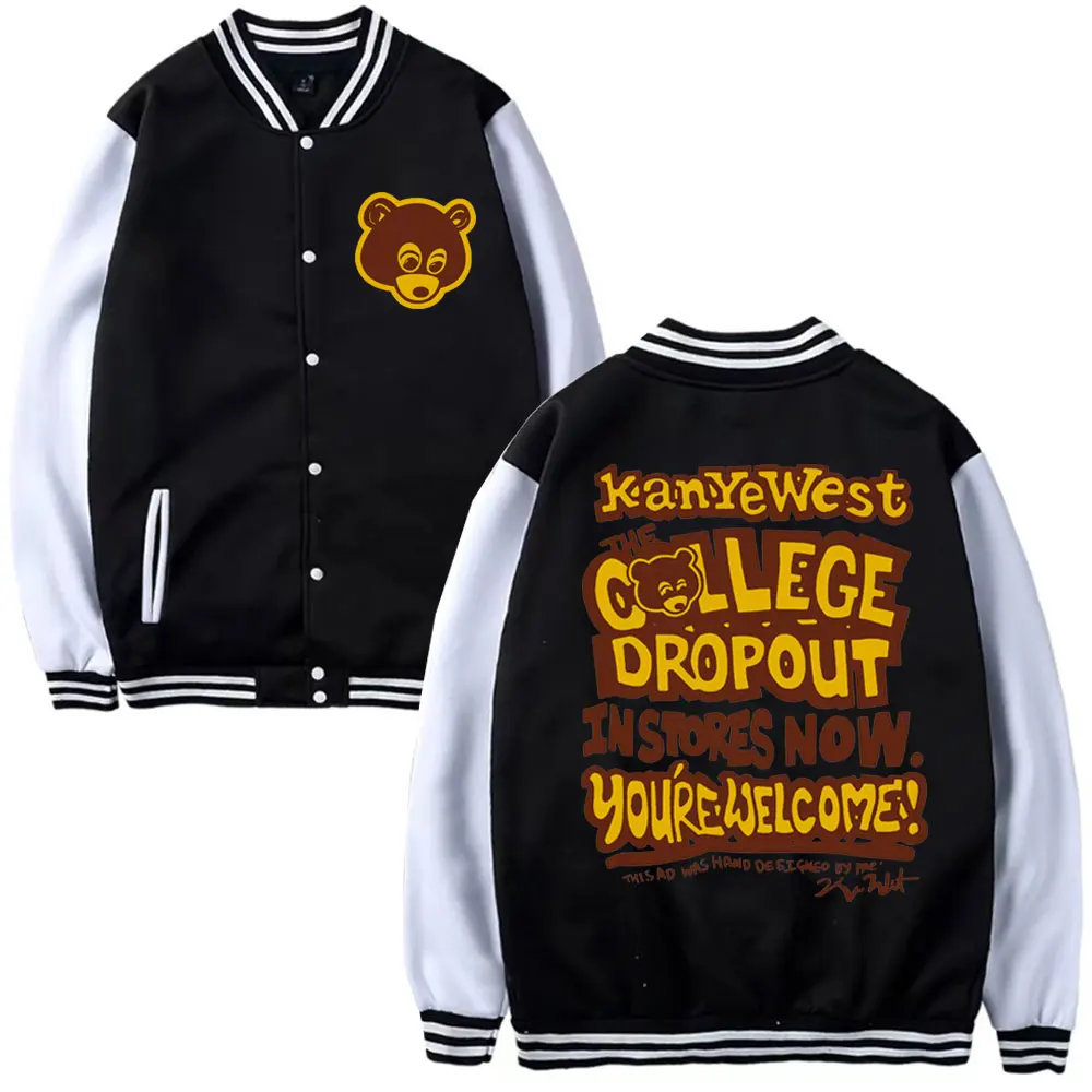 Rock Kanye West College Dropout Baseball Uniform Men's Women's Music Album Hip Hop Trend Sweatshirts Baseball Jacket Coats Male