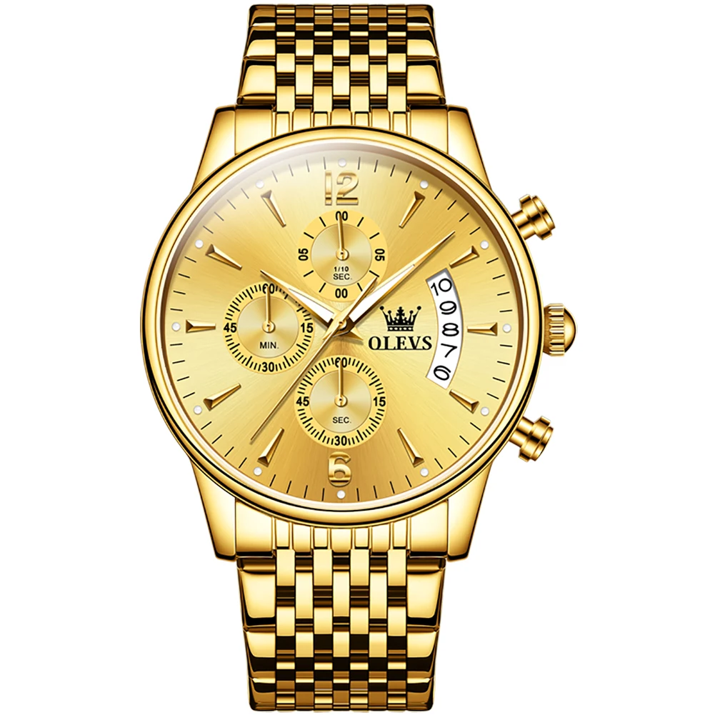 

OLEVS Men's Watch Waterproof Luminous Wrist Watch Quartz Stainless Steel Watch for Men Pilot Top Brand Male Watches