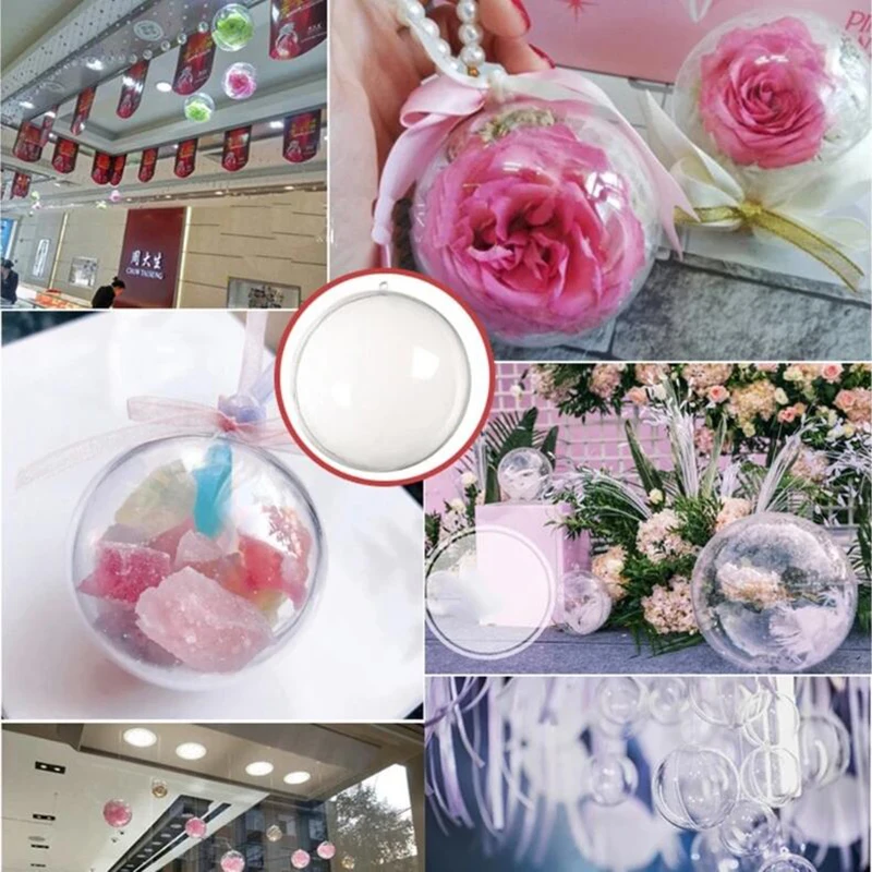 Clear Acrylic Transparent Ball Plastic Fillable Bauble 10Pcs DIY Ornament Wedding Party Decorations For Home Kids Gift Candy Box