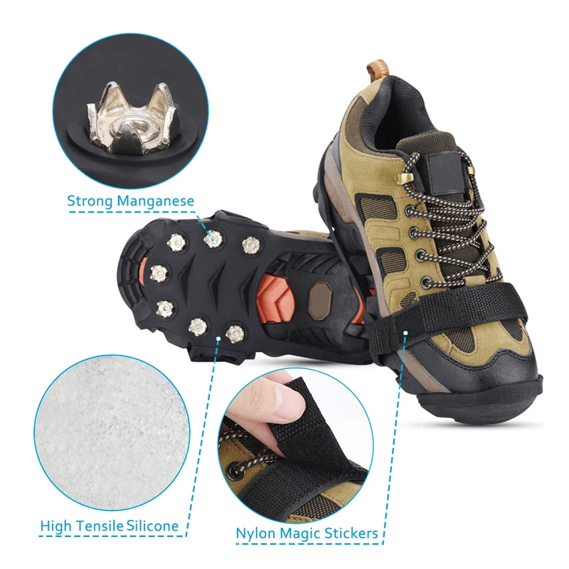 11 Teeth Crampons Outdoor Hiking Climbing Snow And Ice Gripper Anti-slip Covers for Winter Shoes Spikes Snow Shoe Accessories 4