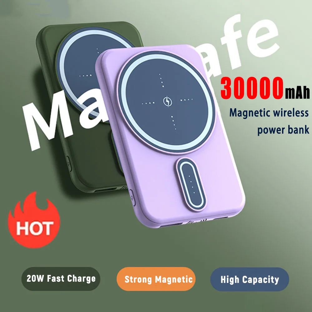 Magsafe Power Bank 30000Mah Wireless Magnetic Power Bank 20000Mah Display Digitale Sottile E Portatile Adatto Per Iphone