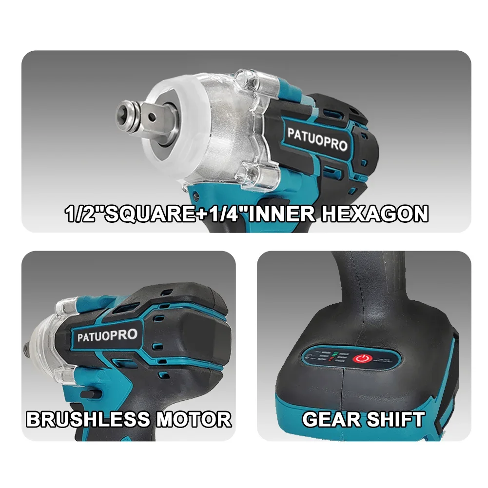 500N.m Dual-Use Cordless Impact Wrench 1/2 Inch Brushless Rechargeable Electric Wrench Power Tools For Makita 18V Battery 3