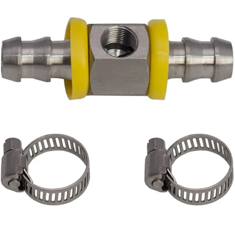 3/8" Hose Barb Fuel Pressure Gauge Adapter – Aluminum Fitting With 1/8 NPT Port