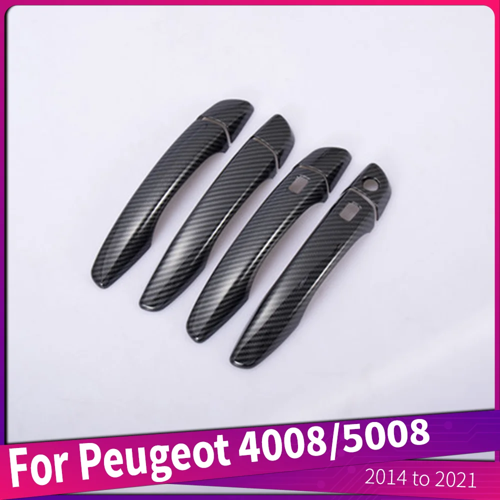 

АБС-пластик, углеродное волокно, автомобильные Внешние боковые дверные ручки, облицовочные полосы, автомобильные аксессуары для Peugeot 4008 5008 2014 до 2021