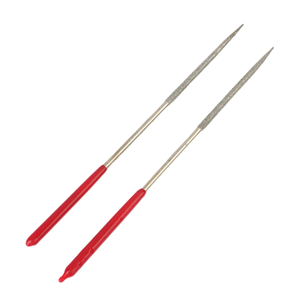 

Needle File Diamond Files Industrial 2 Pcs 3 X 140 Mm 5.5 Inch Accessories DIY Parts Round Silver Tone + Red Tool