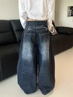 Casual Womens Y2K Loose Baggy Jeans Blue Washed High Street Vintage Cargo Pants Wide Leg Oversized Trousers y2k pants - Image 2