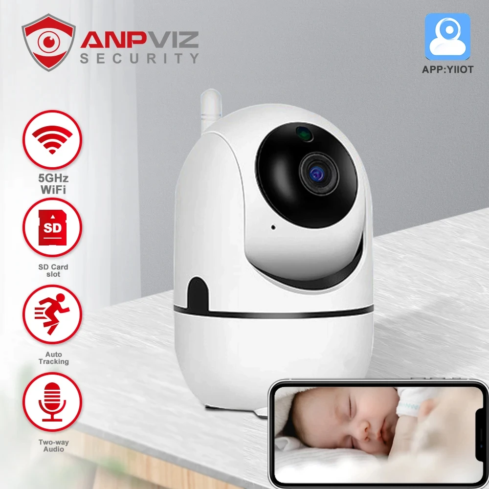 Anpviz 1080P Mini PTZ Camera Wifi Indoor Smart Baby Monitor Support 5G Wifi Auto Tracking YIIOT App View wireless baby monitor,video baby monitor