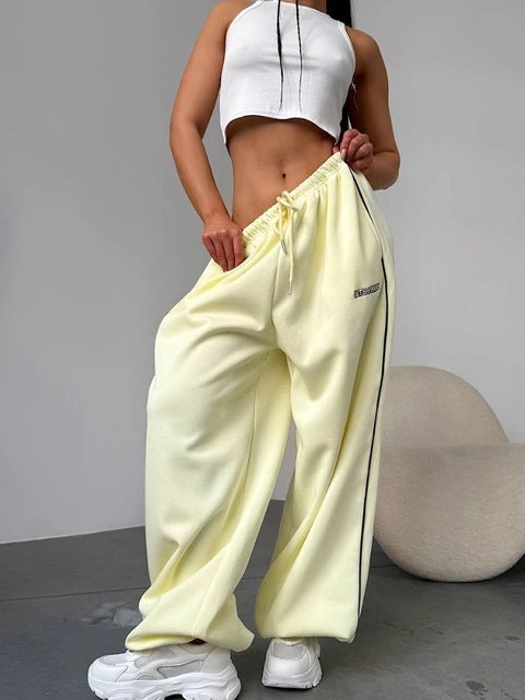 2025 summer wide leg sports pants, loose fit straight leg casual pants, comfortable stripes