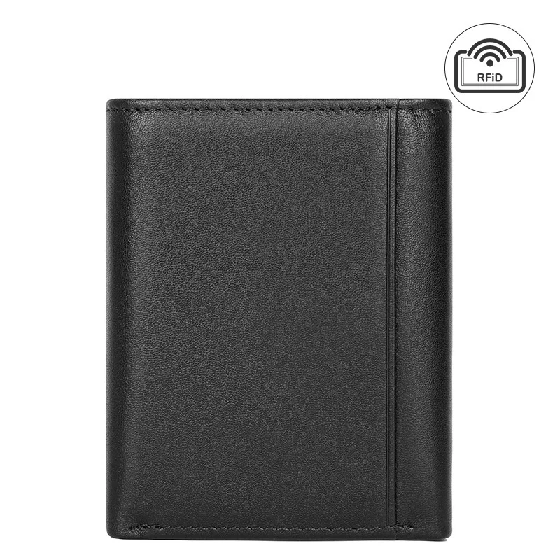 GENODERN Business Men's Leather Wallet Tri-Fold Multi-Card-Slot Wallet US Gold Clip Coin Pocket 3