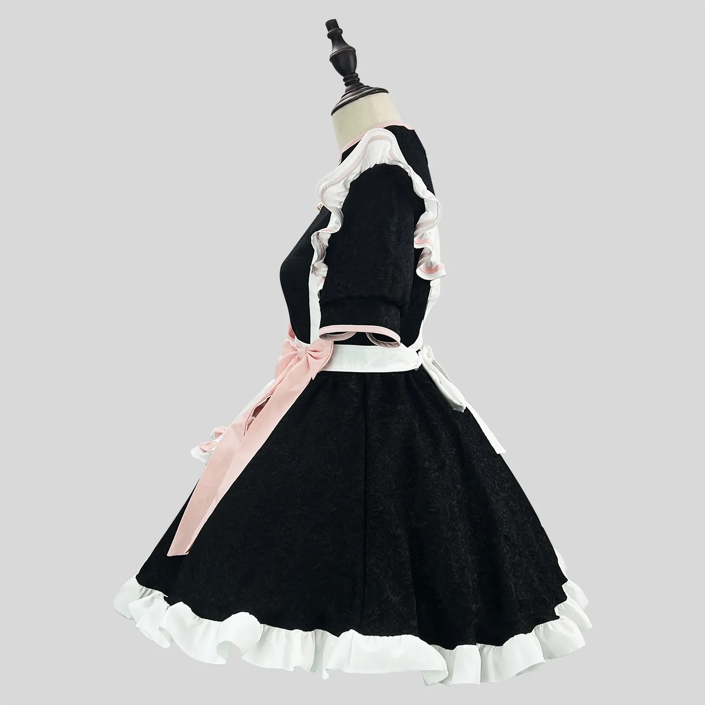 Chinese Style Maid Outfit Lolita Cosplay Hollowed Out Design Black Maid Uniform Set Halloween Party Role Play Fancy Dress