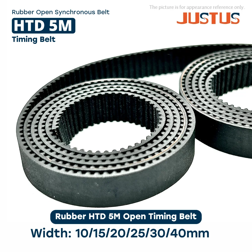 HTD 5M 고무 개방형 타이밍 벨트 전송 벨트 폭 10/15/20/25/30/40mm 3D..