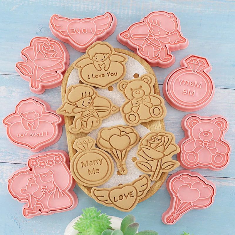 

8Pcs Heart Shape Cookie Cutters Love Letters Valentines Day Cookie Mold Biscuit Mold Baking Accessories and Tools Wedding