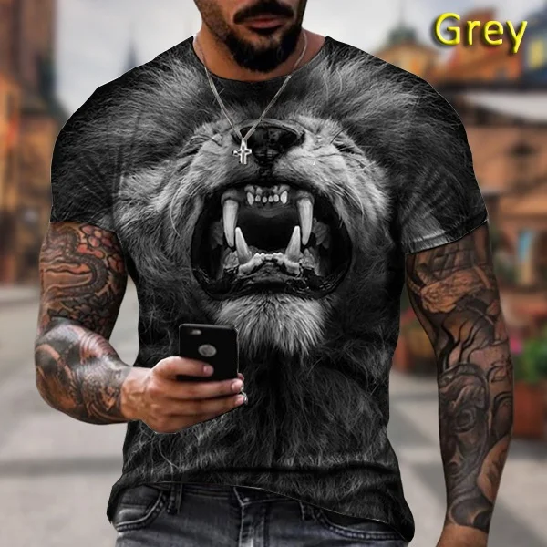 

2023 New Fashion Casual Short Sleeve Men Women 3d Print Tshirt Animal Lion T Shirt Tops Tees
