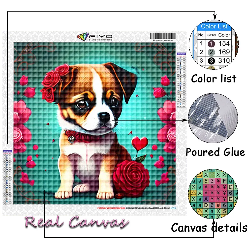 5d Diamond Painting Full Drill Animal Valentine's Day Dog Picture Of  Rhinestone DIY Diamond Embroidery Rose Flower Home Decor - AliExpress