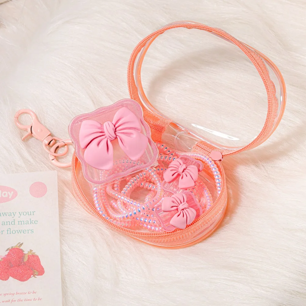 2pcs 3D 핑크 보우 케이블 보호대 아이폰용 아이패드 18W/20W 및 투명 슬리브 충전기 케이블 보호대 보관 파우치 가방