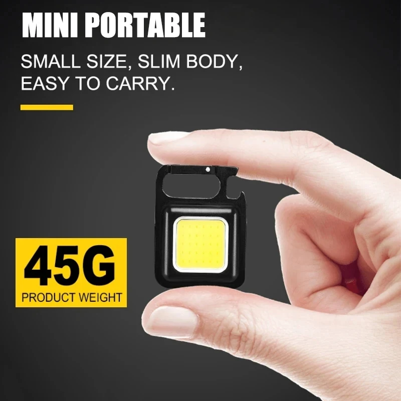 Potente Mini torcia a LED EDC 2000LM portachiavi Super luminoso luce torcia ricaricabile USB lanterna da campeggio con indicatore di alimentazione