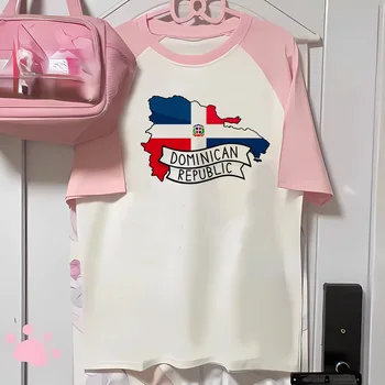 Dominican Republic t-shirts women crew neck tshirt girl anime y2k funny clothes 1