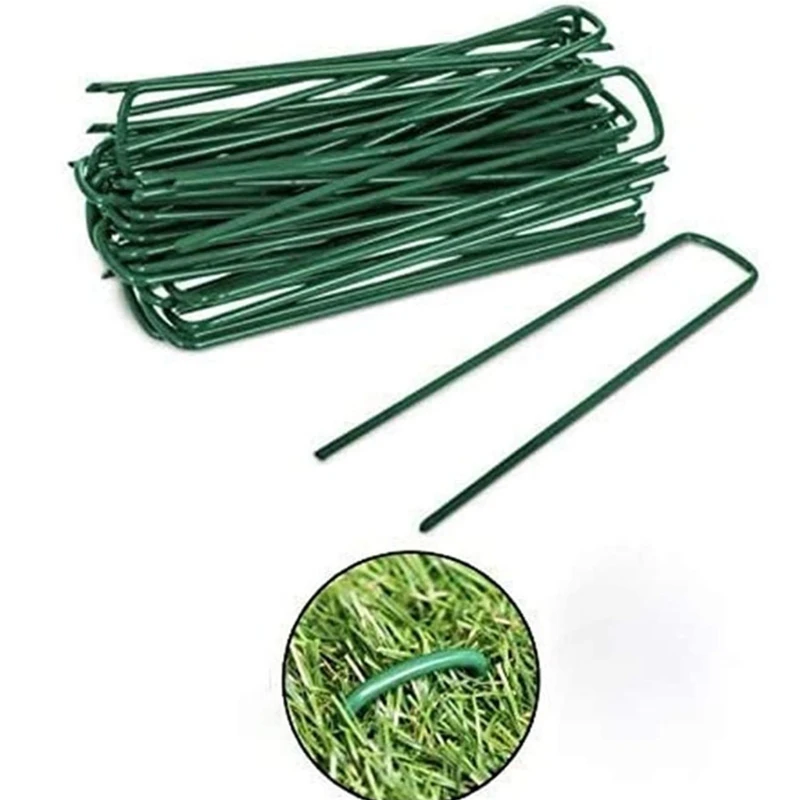 10x Garden Stakes Galvanized Landscape for Staples Heavy Duty Sod Pins for Weed Barrier Fabric Ground Irrigation Tubing