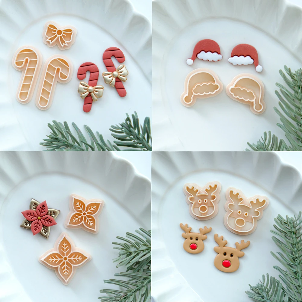 Polymer Clay Cutter Christmas Poinsettia Crutch Bows Embossing Polymer Clay Cutters DIY Earring Jewelry Pendant