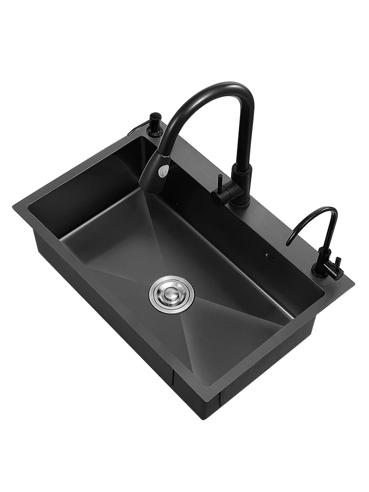 Kitchen sink single-slot household hand-washing basin large 304 stainless steel sink bowl