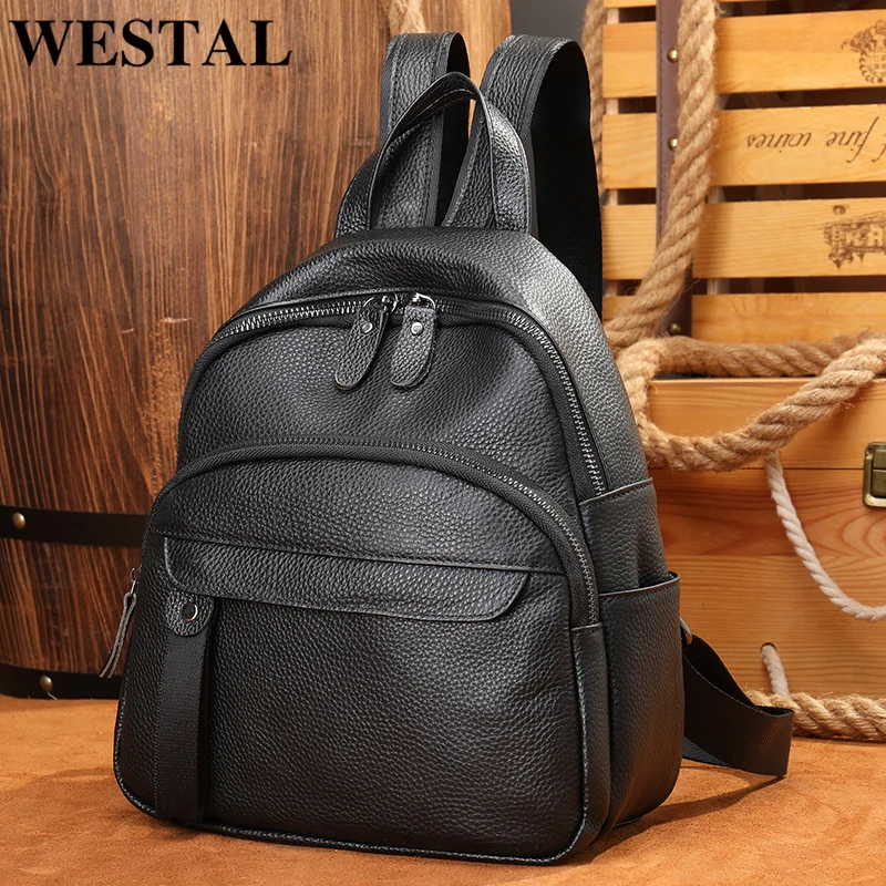 

WESTAL Women's Leather Backpack for 7.9inch Ipad School Backpack for Women Bagpack Luxury Black Shoulder Bags mochila feminina