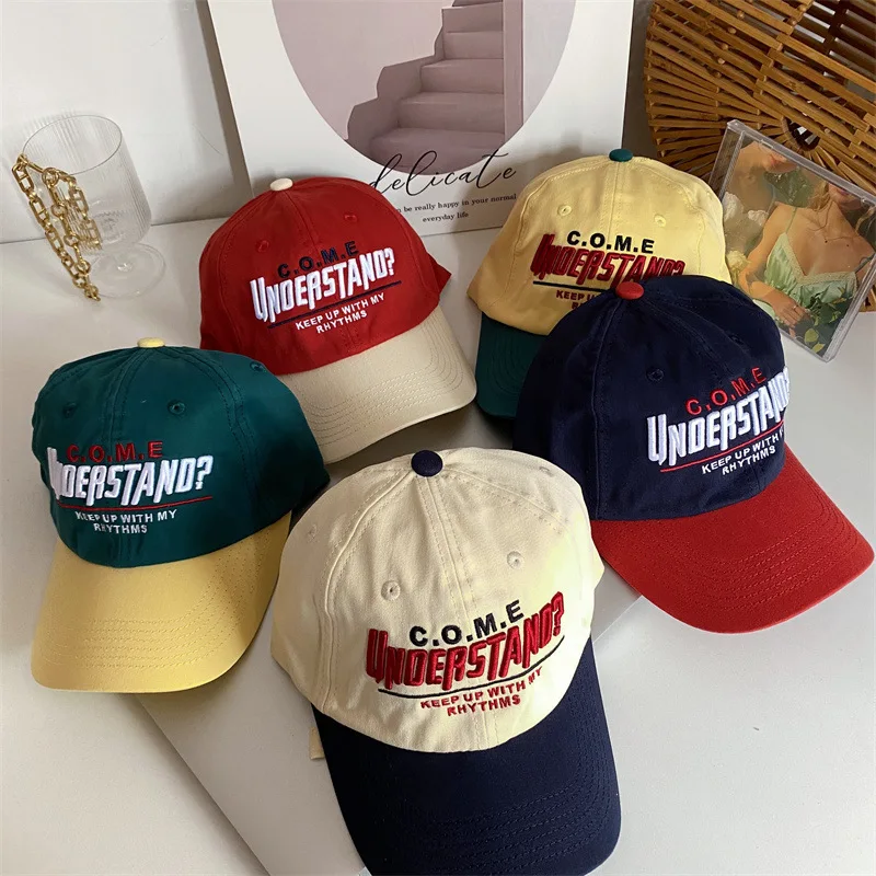 

2023 Summer Ladies Baseball Cap Ins Trend Solid Color Letter Embroidery Duck Tongue Cap Sunscreen Sun Protection Baseball Cap