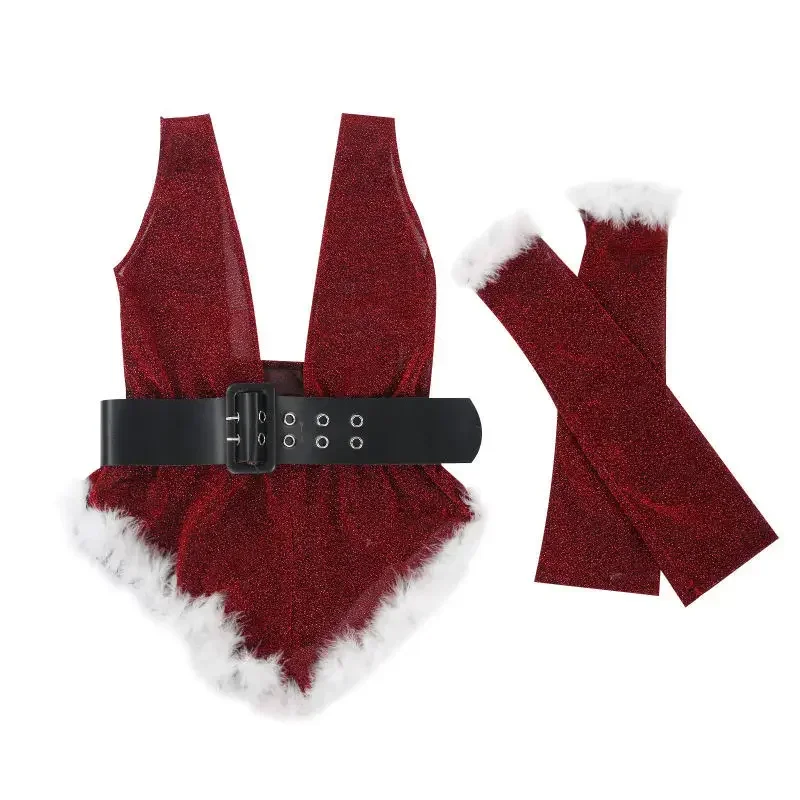 Christmas Sexy Lingerie Porn Bodysuit Women's Costume Short Dress Sexy Lingerie Set with Belt Christmas Eve Halloween Gift