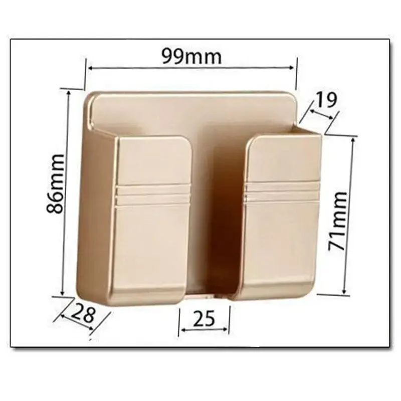 2PCS Wall Mounted Mobile Phone Charging Case Holder Adhesive Remote Control Base Non Perforated Wall Storage Rack Base phone charging case holder