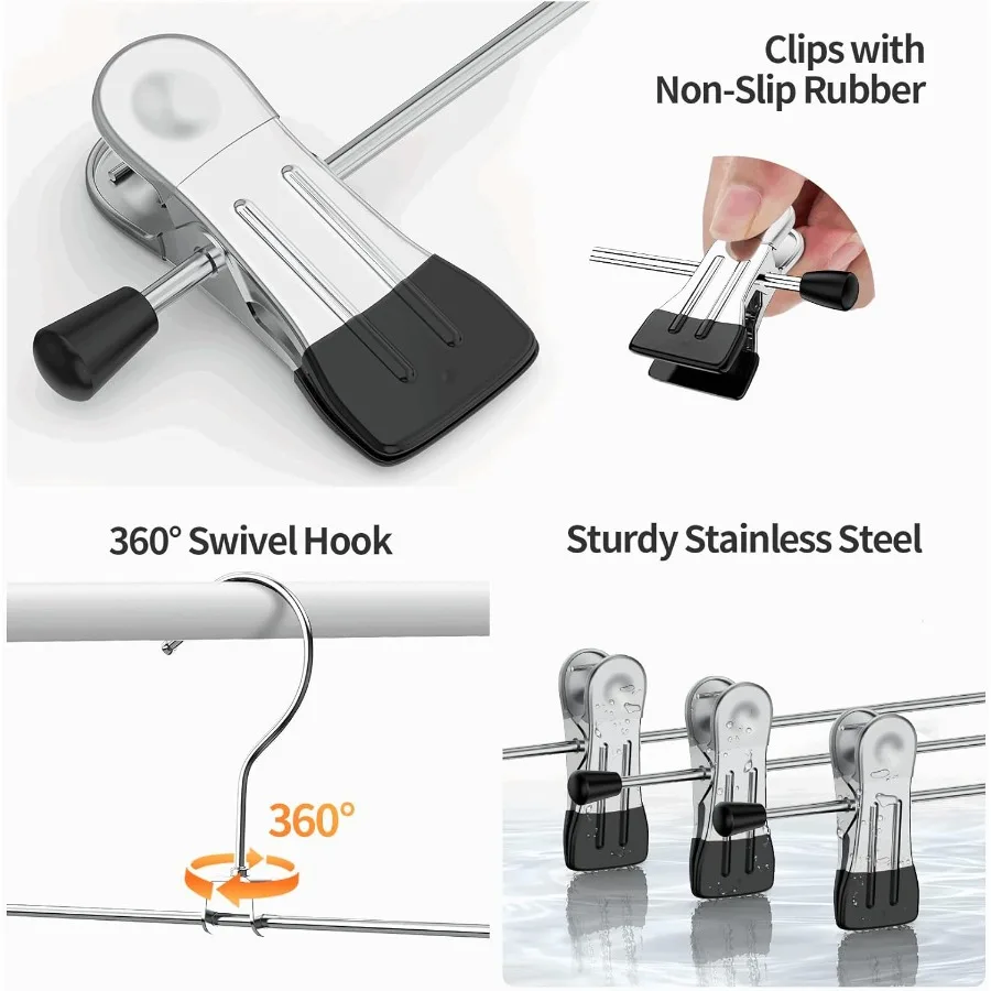 Pant Hangers 50 Pack Skirt Hangers with Clips Metal Trouser Clip for Shorts Heavy Duty Ultra Thin Space Saving Storage Solution