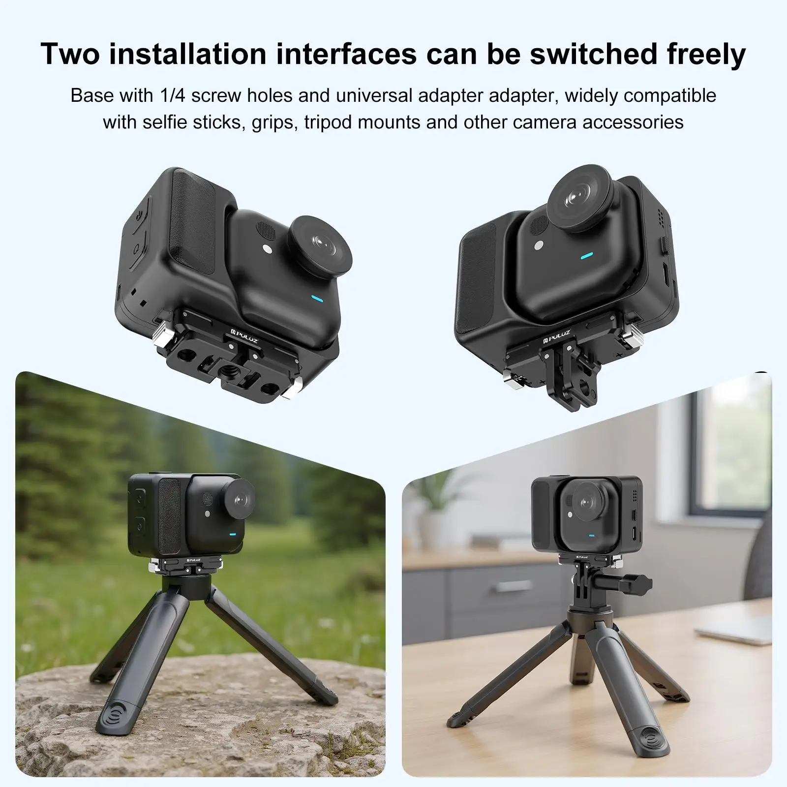 For Insta360 GO Ultra PULUZ Magnetic Aluminum Alloy Quick Release Base Mount
