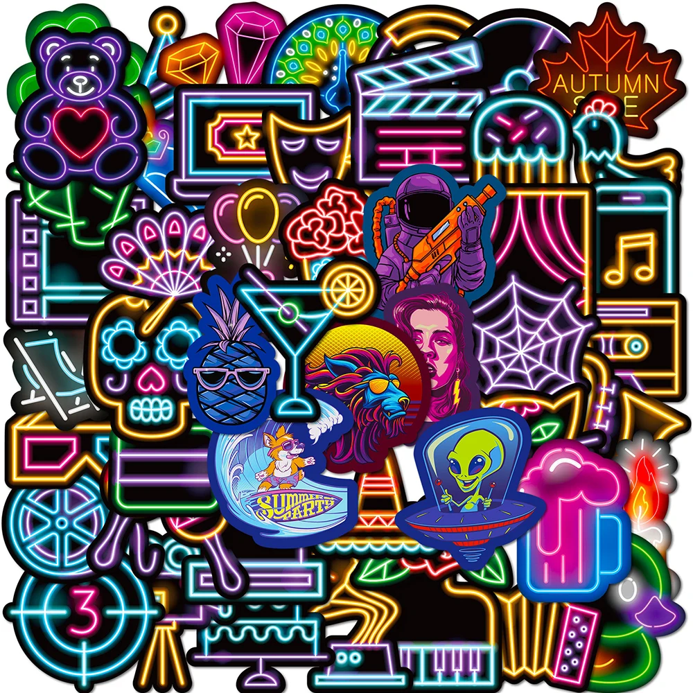 10/30/50PCSINS Style Neon Aesthetic Stickers VSCO Girl Decoration Decals cGraffiti Skateboard Car Guitar Vinyl Sticker Packs 10 30 50pcs purple girl love small fresh vsco stickers mobile phones guitar scrapbooking water cup kids toys waterproof stickers