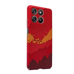 Custodia posteriore ultra lusso in Kevlar a strisce con supporto per ricarica wireless
