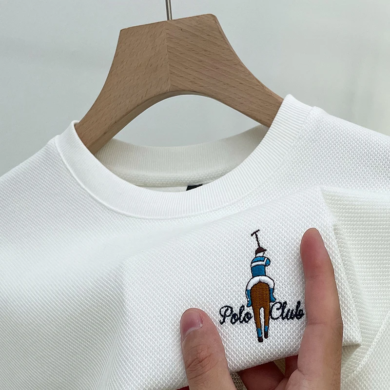 

High Quality Luxury T-Shirt For Men Autumn 2023 O-Neck Embroidery Long Sleeved Europe Trend Fashion Handsome Top Men's Clothing