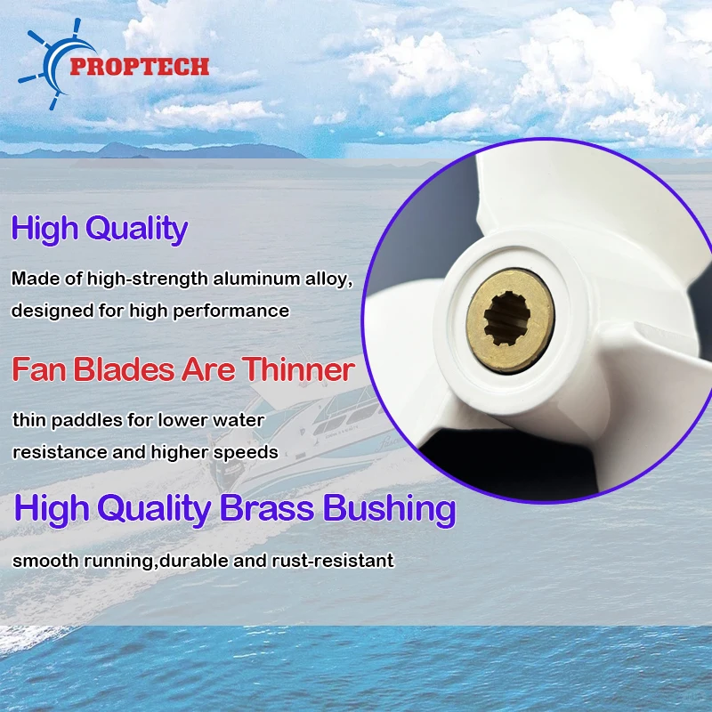 Marine Propeller For YAMAHA Outboard Motor Propeller 4HP 5HP Boat Ship Aluminum Screw 3 Blade 9 Spline Fit 7 1/2*7 inch