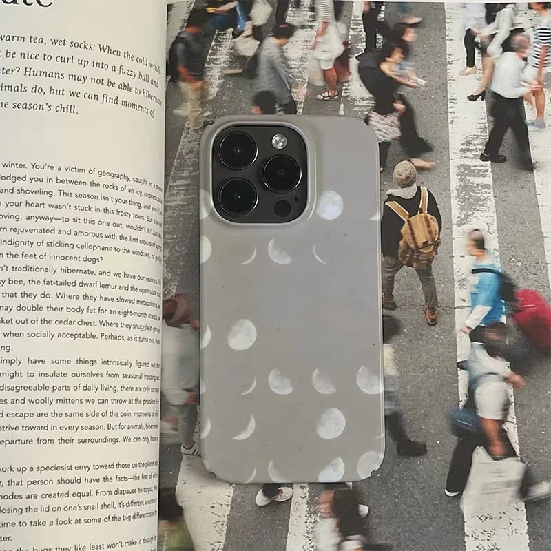 Dark Gray Minimalist White Moon Acrylic Phone Case