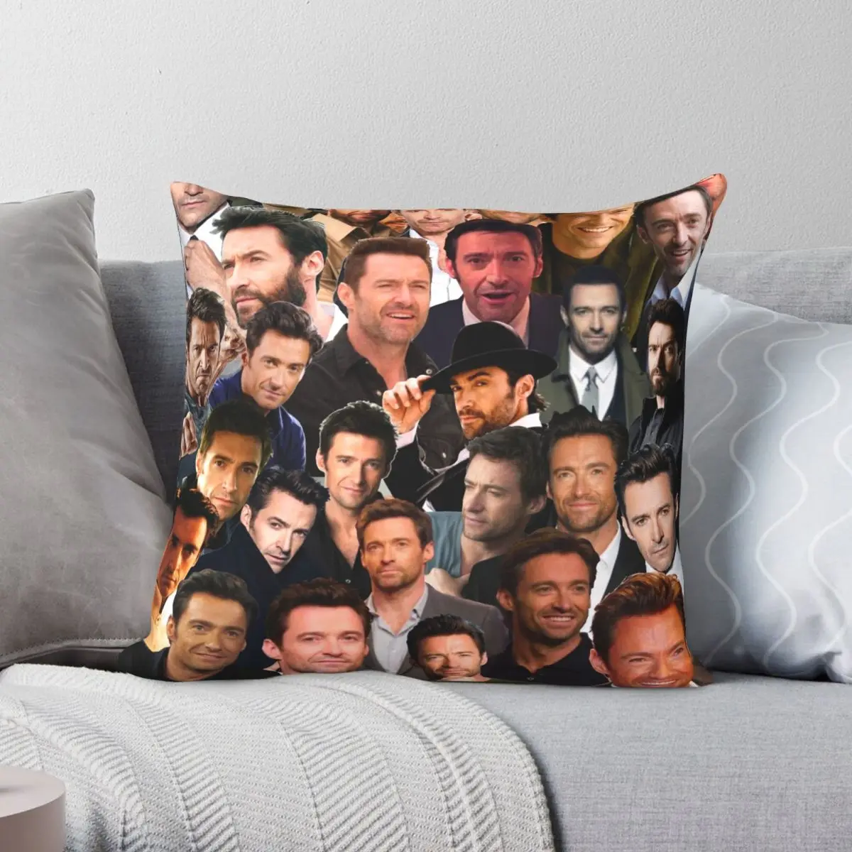 

Hugh Jackman Photo Collage Pillowcase Polyester Linen Velvet Creative Zip Decor Throw Pillow Case Bed Cushion Cover