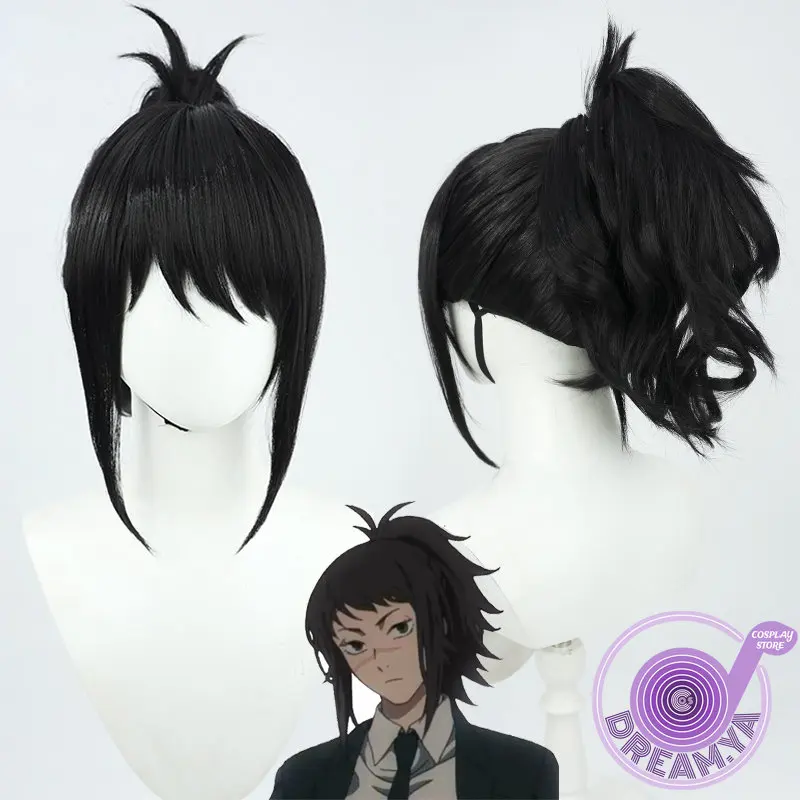 

Michiko Tendo Cosplay Wig Chainsaw Man Anime Black Ponytail Synthetic Hair Heat Resistant Halloween Role Play Party + Wig Cap