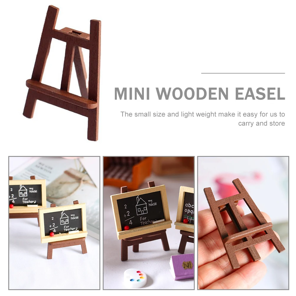5PCS Small Desk Easels Mini Dollhouse Canvas Painting Holder Wooden Easels Tabletop Display Stand For Photo Chalkboard Signs