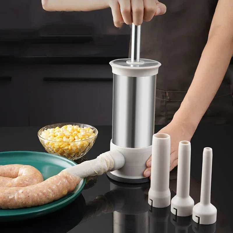 Sausage Stuffer Sausage Filling Machine Stainless Steel Homemade Kitchen Meat Maker Tool Horizontal Maker sausage stuffer