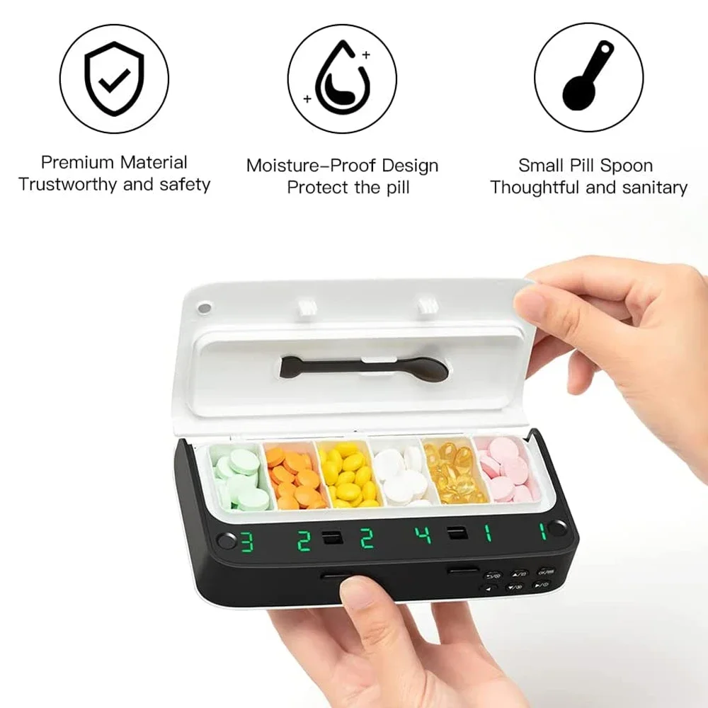 Pill Dispenser with Alarm Daily Medicine Pill Organizer with up to 7 Alarms A Day Smart Pill Box Christmas Gift Pill Reminder