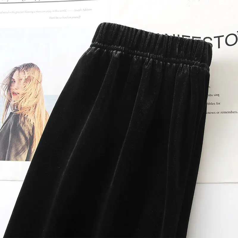 

Fashion 2023 Winter Women's Straight Skirts Elegant Knitted A-line Skirt Ladies Ankle-Length Split Casual Solid Skirts T124