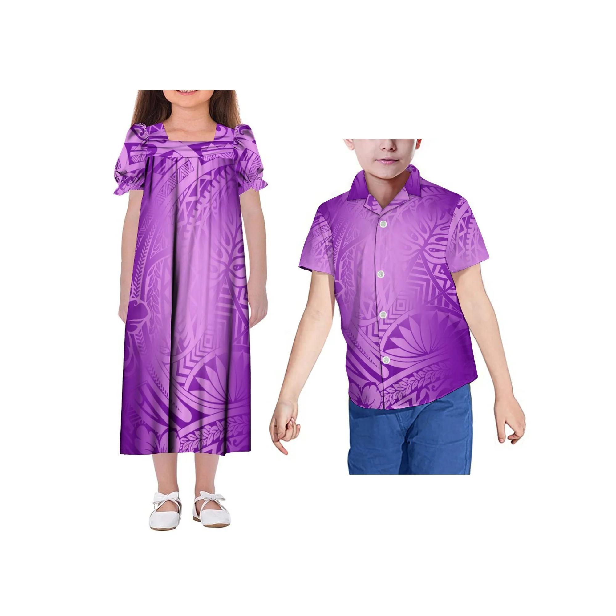 Polynesian girl Mumu New Dress Banquet Casual Summer Puffed Sleeve Long Dress Custom
