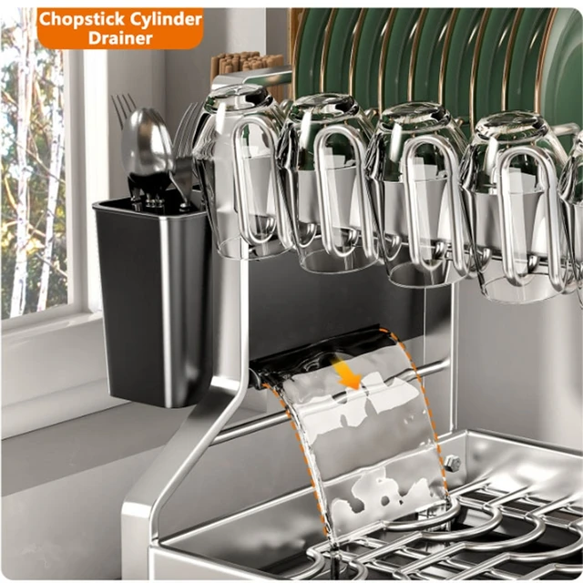 주방의 혼란을 정리하는 혁신적인 2단 식기 건조 랙